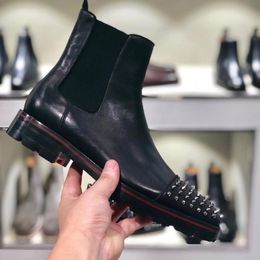 Best Quality Men s Ankle Boots Designers Shoes Calfskin Leather Spikes s Shoes Mens Dress Boots with Box Size EU38-473592048