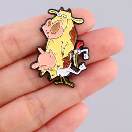 AD2832 Chicken and Cow Badges On The Backpack Enamel Brooch Metal Badge On Clothes Accessories For Jewellery Gift Lapel Pin Bags