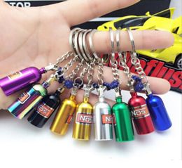 NOS Turbo Nitrogen Bottle Metal Key Chain Key Ring Holder Car Keychain Pendant Jewelry for Women Men Unique Mini Keyring3733651
