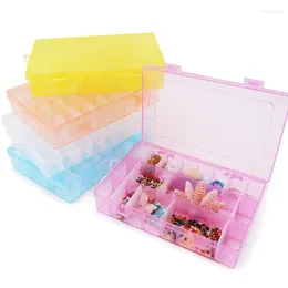 Jewelry Pouches 19.5x13x3.5CM Rectangle Adjustable Container Box Case Compartment Plastic Storage For Beads Earrings 24 Slots 1PCS