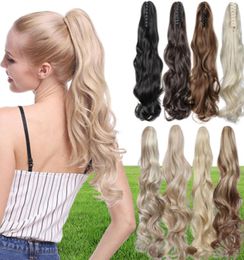 18inch24inch Synthetic Claw on Ponytail hair extension fake ponytail hairpiece for women black brown blonde tail hair extension9057296