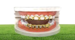 Hip Hop Teeth Grillz Set Silver Gold Tooth Top Bottom Caps Punk False Dental Grills For women Men Body Jewelry Cosplay 1986590