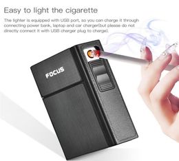 Smoking Cigarette Case Storage Box Container Metal Pocket USB Electronic Charged Cigarettes Lighter Cases Pack Cover Cigar Tobacco5949882