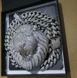 Iced Out Pendant Cuban Link Chain Big Pendants Mens Jewellery Hip Hop Luxury Designer Necklace Bling Diamond Lion Animal Rapper DJ A9220589