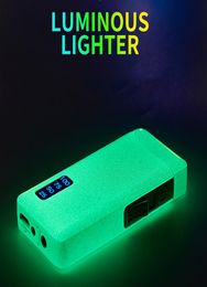 Newest Luminous Gas Lighters Jet Windproof Arc Plasma USB Chargeable Lighter Metal Torch Electric Butane Pipe Cigar Lighter Gift4304605