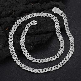 Cross-Border Fashion Sterling Sier 8Mm Lozenge Hip Hop Cuban Full Moissan Diamond Men Necklace