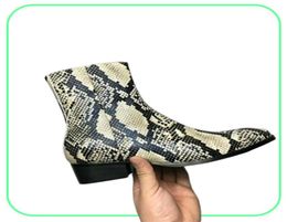 2020 trendy fashion Men039s classic Boots Python grain cowhide gold silver Western Knight Martin Boots Large size 38477765548