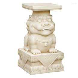 Decorative Plates Courtyard Terrace Garden Layout A Block Of Stone Used As Seat Chinese Style Lawn Yard Flowerpot Base