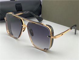 Pop TOP sunglasses limited edition goggles style SIX men design K gold retro square frame crystal cutting lens with grid detachabl6228259