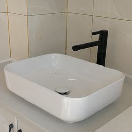 Simple Ceramics Bathroom Sink Fixture Homestay Small Apartment Bathroom Countertop Design Basin Household Balcony Wash Basin