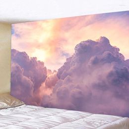 Tapestries Pink Cloud Tapestry Natural Forest Waterfall Wall Hanging Landscape Lake Art Cloth Home Decoration