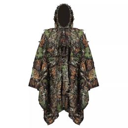 Military 3D Camouflage Leafy Leaves Clothing Jungle Woodland Hunting Camo Poncho Cloak