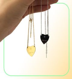 G gold heart necklace female stainless steel couple rose chain pendant Jewellery on the neck gift for girlfriend accessories wholesa1095867