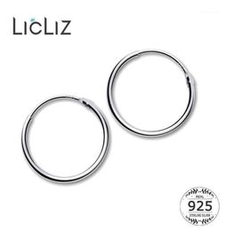 Hoop Huggie LicLiz 2021 925 Sterling Silver Simple Earrings For Women Round Circle White Gold Jewelry Loop Joyas De Plata LE04722842077