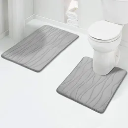 Carpets Homaxy 2PCS Bathroom Rug Set Non-Slip Absorbent Shower Pad Soft Memory Foam Toilet Mat U Shaped Carpet Rectangle Floor Bath
