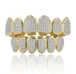 Hip Hop Jewellery Mens Diamond Grillz Teeth Personality Charms Gold Iced Out Grills Men Fashion Accessories2051400