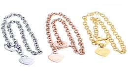 Newest T style design Chunky OT chains Heart charms pendant Necklace Titanium Steel gold silver15196287375939