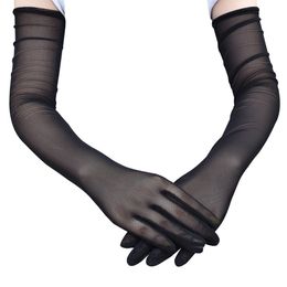Ultra-Thin Elasticity Tulle Mesh Gloves Elegant Women Sexy Black Sunscreen Gloves Female Anti-UV Driving Car Motorcycle Gloves