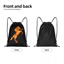 Fire Horse Drawstring Backpack Sports Gym Bag for Women Men Abstract Animal Art Training Sackpack