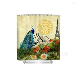 Shower Curtains Peacock Curtain Paris Whimsical Bohemian Bicycle Decor Eiffel Tower