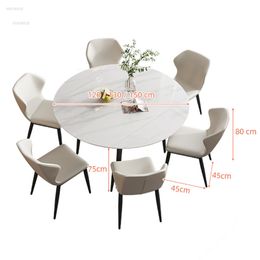 Modern Slate Dining Tables Restaurant Small Apartment Folding Tables Light Luxury Home Furniture Telescopic Round Dining Table