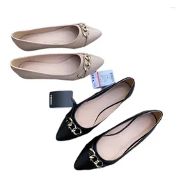 Casual Shoes 2024 Brand Design Chain Buckle Flat Women Fashion Ballet Flats Pointed Toe Slip On Female Ballerinas OL Loafers