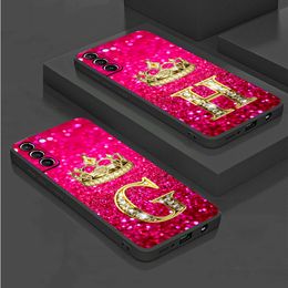 Phone Cases for Samsung Galaxy S23 Plus S20 FE S21 Note 20 Ultra S10 S22 10 Lite Black Fundas Cover Crown Diamond Letter G L