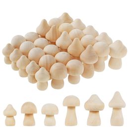 30pcs DIY Unfinished Wooden Mushroom Handmade Craft Painting Materials Wooden Tree For Kids Wood Blank Painting Tree Toy