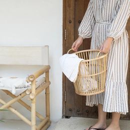 Laundry Bags Wicker Basket El Homestay Nordic Ins Wind Rattan Storage Baskets Pure Handmade Dirty Clothes Home Store