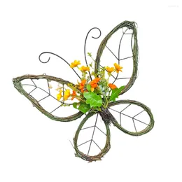 Decorative Flowers Door Home Decoration Butterfly Garland Artificial Wreath Decorating Living Room Front Light Brightness