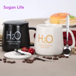 Mugs Sugan Life Creative 1314 Ceramic Cup With Lid And Spoon Love Matte Couple Valentine's Day Gift