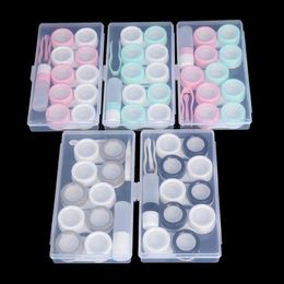 1 Set Portable Storage Eye Care Kit Organiser Container Unisex Contact Lens Case Box 5 Boxes Simple Transparent Leakproof