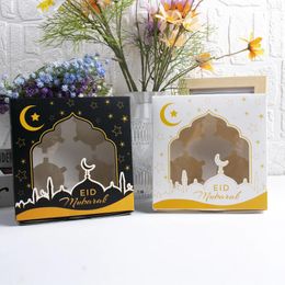 Gift Wrap 2PCS Eid Mubarak Candy Cookie Packaging Boxes Open Window Paper Muslim Islamic Festival S Gifts Supplies