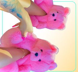 Slippers Women Teddy Bear Winter Warm Plush House Shoes Indoor Flip Flops Funny Cartoon Bear Female Soft Antislip9298195