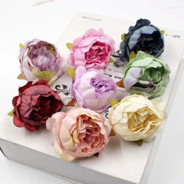 Decorative Flowers 5pc/lot Artificial High Quality Peony Silk Flower Head Wedding Decoration Garland DIY Craft Decor