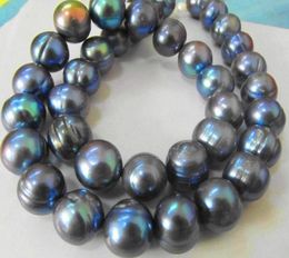 NEW FINE PEARL Jewellery RARE TAHITIAN 1213MMSOUTH SEA BLACK BLUE PEARL NECKLACE 19inch 14K5452440