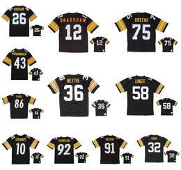 Stitched football Jerseys Rod Woodson Troy Polamalu Joe Greene Bettis Ward Greene Lambert Harrison Stewart Bradshaw mesh Legacy Retired retro Classics Jersey 6XL