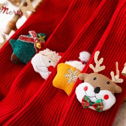 BeQeuewll Girl Autumn Winter Knit Leggings Elastic Band Elk Santa Decorated Tights Pantyhose Socks Warm Stockings For Christmas