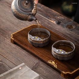 Tea Cups Large Lotus Seedpod Master Cup Japanese Style Handmade Gilding Iron Glaze Bowl Ceramic TeaCup Single