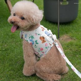 Dog Collars Harness Vest Summer Pet Clothes Leash Lead Cat Puppy Apparel Yorkshire Pomeranian Poodle Bichon Schnauzer