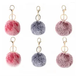 Keychains Plush Pom Poms Fashion Round Soft Fluffy Fur Keyrings Colorful 8cm Ball Key Holder Female/Girls