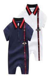 Retail 024 months baby rompers infant boy designer clothes Short Sleeve Newborn Girl jumpsuit Cotton Clothing toddler8407977