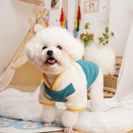 Dog Apparel Cute Pet Jumpsuit With Traction Ring Stylish Color-blocking Cozy Jumpsuits Winter Warmth For Dogs Cats