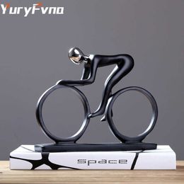 Yuryfvna Bicycle Statue DHAMPION Cyclist Sculpture Figurine Resin Modern Abstract Art Athlete Bicycler Figurine Home Decor Q0525279o