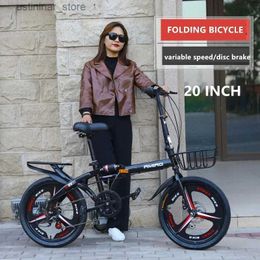 Bikes Ride-Ons 20-Inch Adult Folding Bicycle Portable Ultra-Light Variable Speed Disc Brake Shock Absorbing Bicycle For Male And FemaleStudents L47