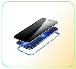 Privacy Protection Magnetic Metal Cases For iPhone 11 12 13 14 Pro Max Mini XS XR X SE2 8 7 6S 6 Plus 360 Doublesided Tempered Gl7543084