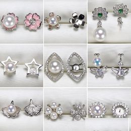 Jewelry Settings S925 Sterling Sier Earrings Diy Pearl Stud Setting For Women Girl Blank Wedding Gift 10 Drop Delivery Dhab6