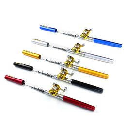 Aluminium Alloy Fishing Rods Portable Pocket Telescopic Mini Fishing Pole Pen Shape Folded Fishing Rod With Reel Wheel