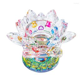Candle Holders Crystal Glass Lotus Flower Tea Light Holder Buddhist Candlestick Home Wedding Holiday Party Decoration Accessories