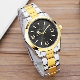 Wristwatches Leisure Business Quartz Watch For Men Diamond Encrusted Wristwatch Steel Bracelet Mineral Glass Mirror Male Luminous Watches